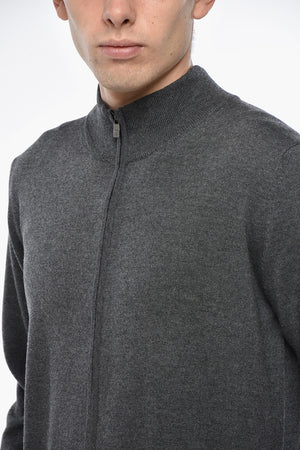 Mock Neck Virgin Wool Sweater with Front Zip