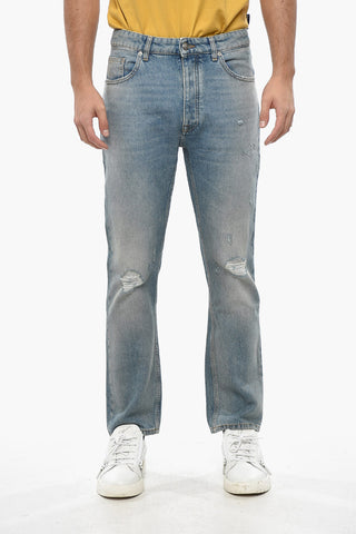 Vintage Effect Jeans with Printed Monogram 18cm