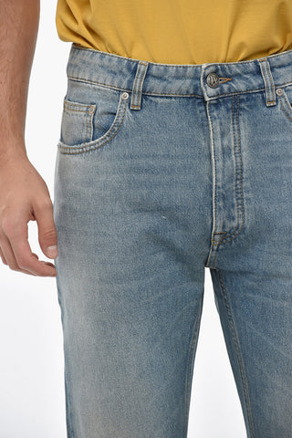 Vintage Effect Jeans with Printed Monogram 18cm