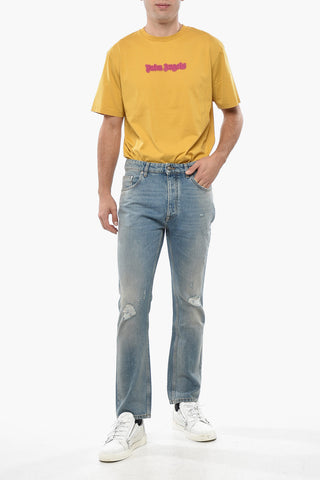 Vintage Effect Jeans with Printed Monogram 18cm