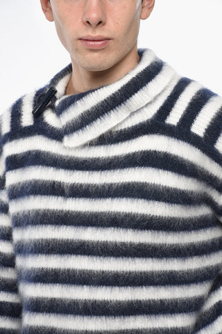 Maglia MARINA in Misto Mohair a Righe Bicolore con Alamaro