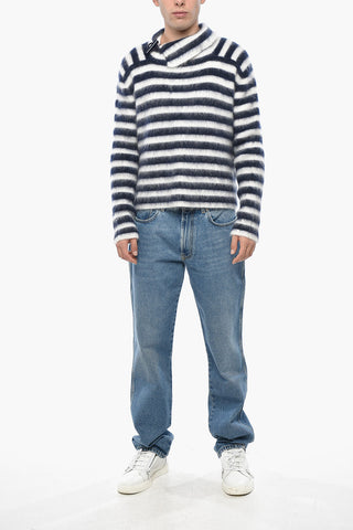 Maglia MARINA in Misto Mohair a Righe Bicolore con Alamaro