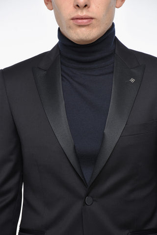 버진 울 턱시도 싱글 슬릿 피크 라펠