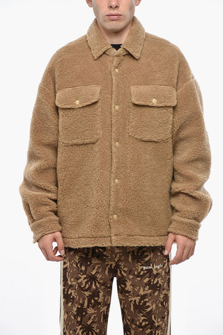 Sherpa Fabric BEAR IN MIND Overshirt with Double Breast Pocket