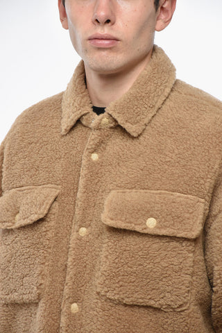Sherpa Fabric BEAR IN MIND Overshirt with Double Breast Pocket
