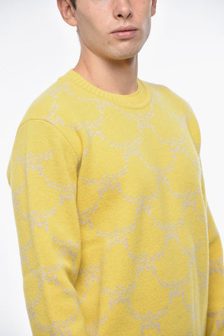 Wool and Cashmere Crewneck Sweater with All-Over Logo