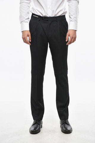 Single-Pleated Virgin Wool Regular Fit Pants