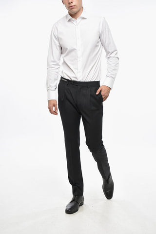 Single-Pleated Virgin Wool Regular Fit Pants