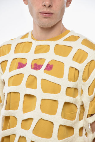 HOMME PLUS Rundhalspullover aus Wolle mit durchgehenden Cut-Out-Details