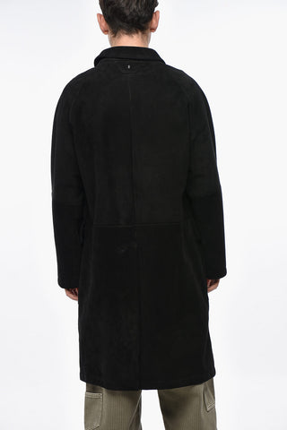 Solid Color Suede Coat with Flap Pockets