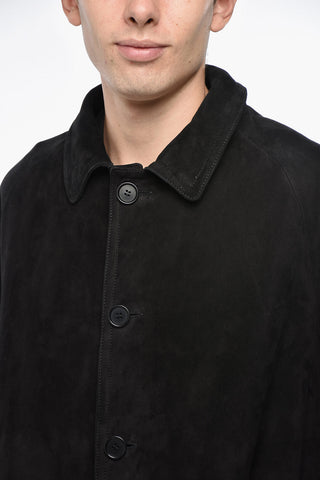 Solid Color Suede Coat with Flap Pockets