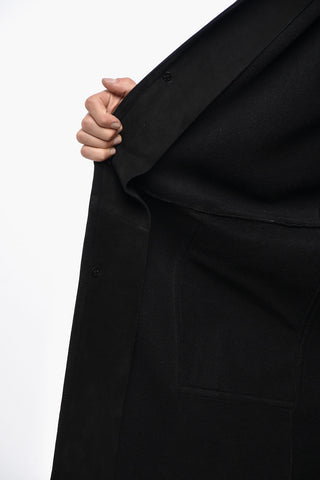 Solid Color Suede Coat with Flap Pockets
