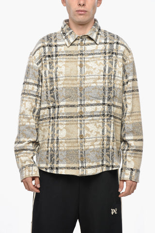 Overshirt in Misto Cotone Motivo Plaid con Doppio Taschino