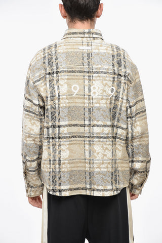 Overshirt in Misto Cotone Motivo Plaid con Doppio Taschino