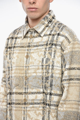 Overshirt in Misto Cotone Motivo Plaid con Doppio Taschino