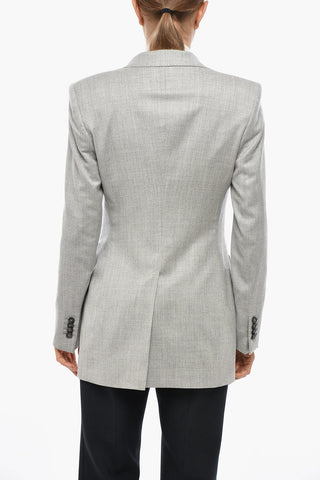 Silk-Blend Slim-Fit Blazer with Flap Pockets