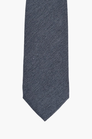 Solid Color Herringbone Motif Silk Tie
