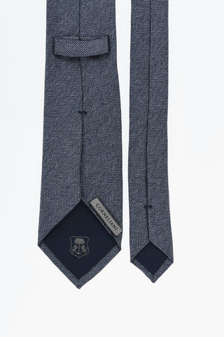Solid Color Herringbone Motif Silk Tie
