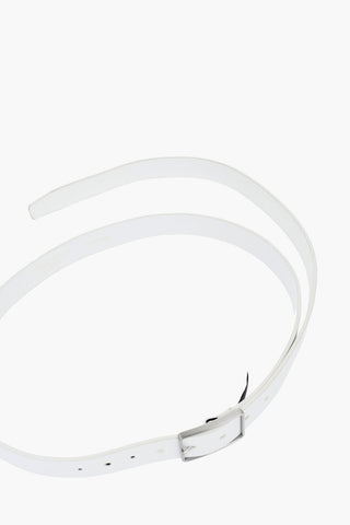Solid Color Leather Belt with Silver-Tone Buckle 30mm