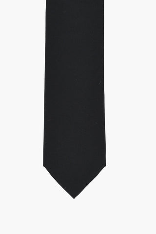 Solid Color Pure Silk Tie with Contrasting Logo