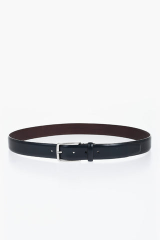 Cintura in Pelle con Logo Argentato 30mm