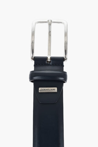 Leather Belt with Silver-Tone Logo 30mm