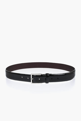 Patent Leather Belt with Silver-Tone Buckle 30mm