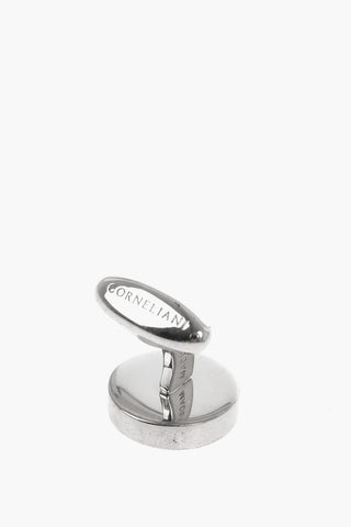 Polished Metal Cufflinks with Crystal-Embellished Inserts