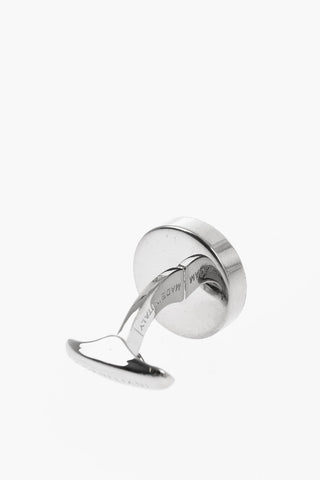 Polished Metal Cufflinks with Crystal-Embellished Inserts