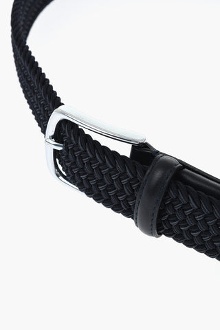 Braided Fabric Belt with Leather Trims 30mm