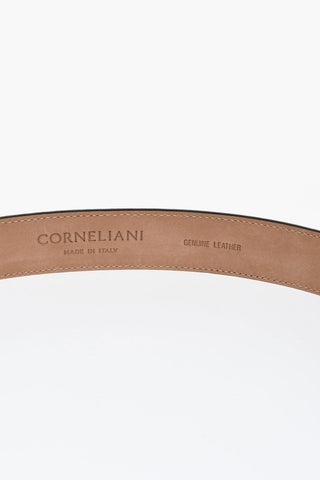 Solid Color Suede Belt with Silver-Tone Logo 35mm