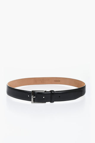Solid Color Leather Belt with Metal Logo 30mm
