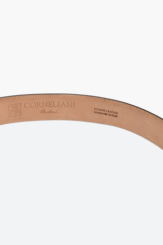 Solid Color Leather Belt with Metal Logo 30mm