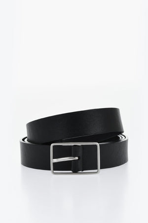 Gürtel aus Leder Uni mit silberner Schnalle 30mm