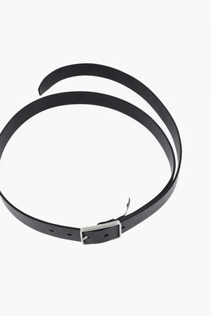 Gürtel aus Leder Uni mit silberner Schnalle 30mm