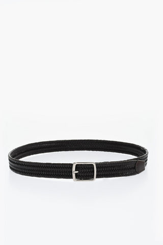 Braided Leather Belt with Silver-Tone Buckle 30mm