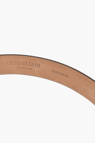 Solid Color Suede Belt with Silver-Tone Logo 35mm