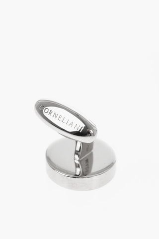 Gemelli in Metallo Lucido con Inserti Impreziositi da Cristalli