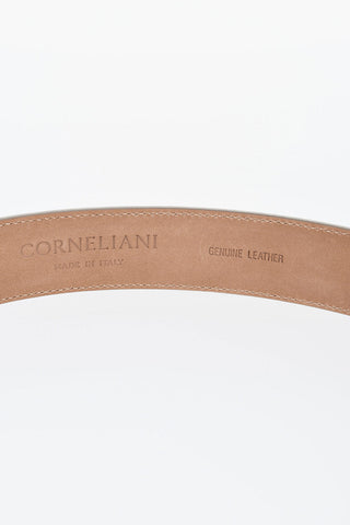 Solid Color Suede Belt with Silver-Tone Logo 35mm