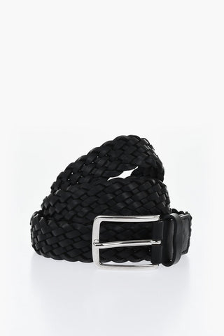 Solid Color Braided Leather Belt 30mm