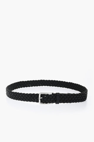Solid Color Braided Leather Belt 30mm