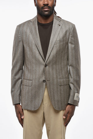 CC COLLECTION Blazer in Lana Herringbone con Tasche ad Aletta