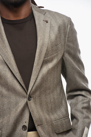 CC COLLECTION Blazer in Lana Herringbone con Tasche ad Aletta