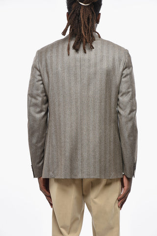 CC COLLECTION Blazer in Lana Herringbone con Tasche ad Aletta