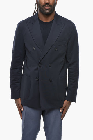 Half Linend Nylon Blend Double Breasted Blazer
