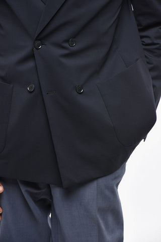 Half Linend Nylon Blend Double Breasted Blazer