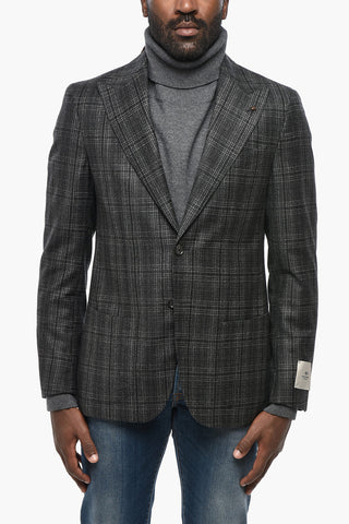 CC COLLECTION District Check Wool Blazer with Peak Lapel