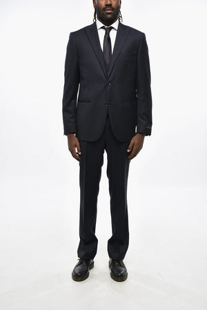 Abito tre Pezzi in Lana Vergine Due Spacchi Revers a Lancia con Gilet