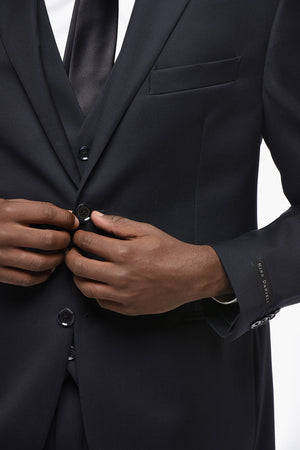 Abito tre Pezzi in Lana Vergine Due Spacchi Revers a Lancia con Gilet