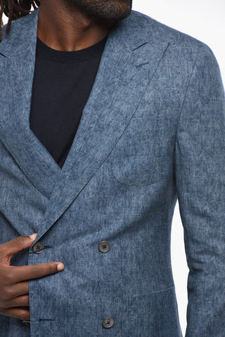 irgin Wool Silk and Linen GATE Double Breast Pockets Blazer